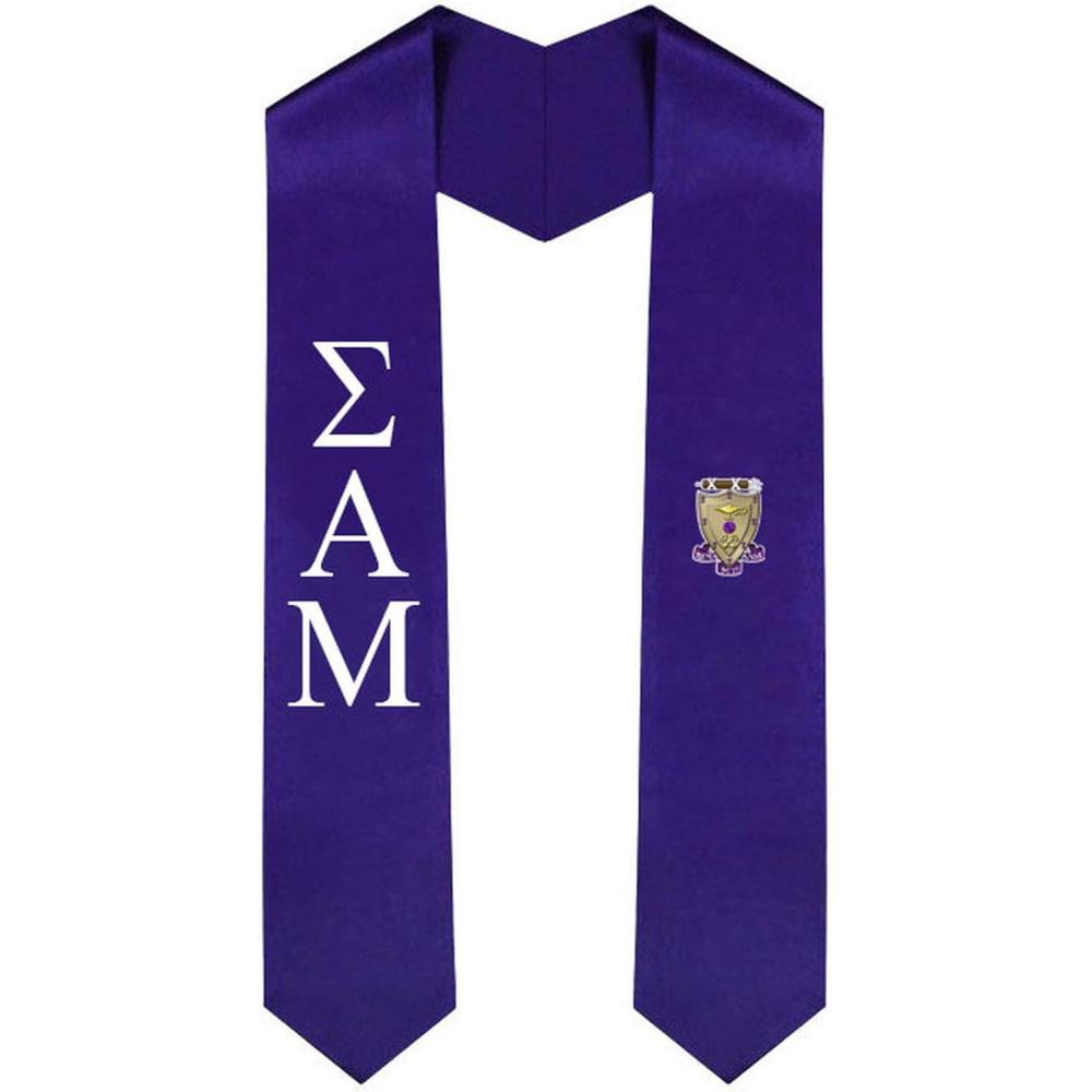 imageSigma Alpha Mu Greek Lettered Graduation Sash Stole With CrestPurple