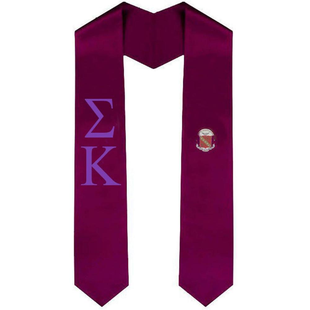 imageSigma Kappa Greek Lettered Graduation Sash Stole With CrestMaroon