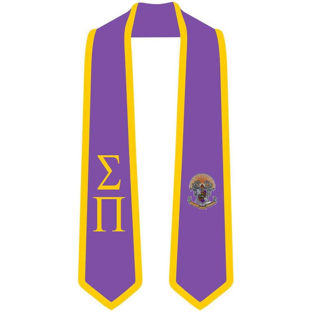 imageSigma Pi Greek 2 Tone Lettered Graduation Sash StolePurple WAthletic Gold Trim