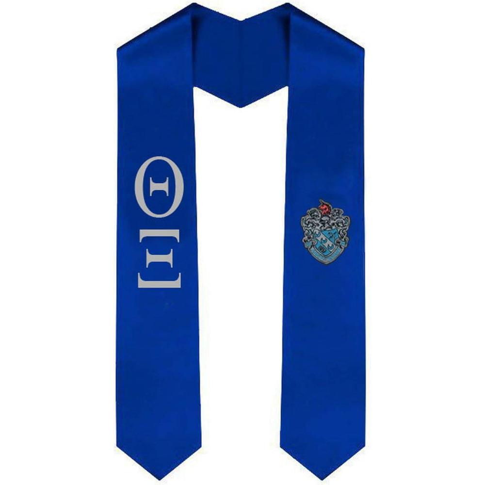imageTheta Xi Greek Lettered Graduation Sash Stole With CrestRoyal Blue