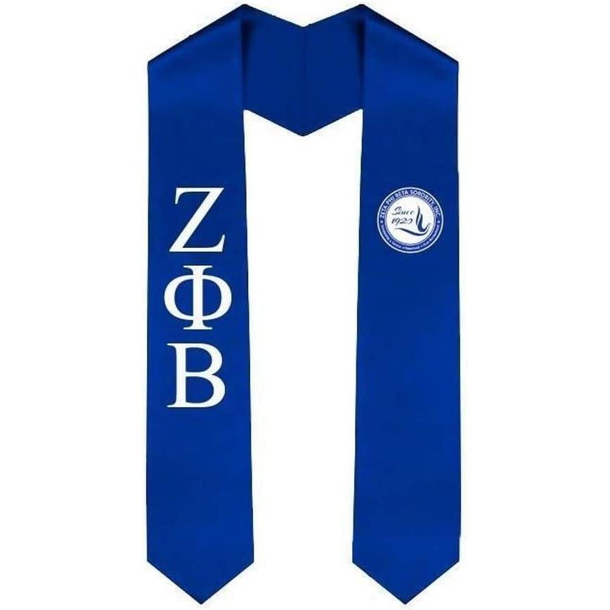 imageZeta Phi Beta Greek Lettered Graduation Sash Stole With Since 1920 Shield Royal Blue