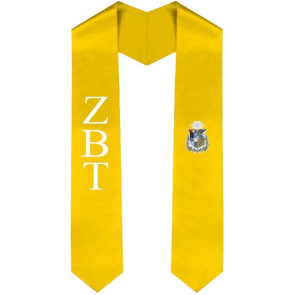 imageZeta Psi Greek Lettered Graduation Sash Stole with CrestLight Gold