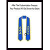 Custom Delta Delta Delta Greek 2 Tone Lettered Graduation Sash Stole w/Year(Royal W/Athletic Gold Trim)