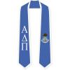 Alpha Delta Pi Greek 2 Tone Lettered Graduation Sash Stole(Royal W/White Trim)