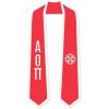 Alpha Omicron Pi AOII Greek 2 Tone Lettered Graduation Sash Stole(Red W/White Trim)