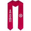 Alpha Omicron Pi AOII Greek Lettered Graduation Sash Stole With Crest(Red)