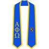 Alpha Phi Omega Greek 2 Tone Lettered Graduation Sash Stole(Royal W/Athletic Gold Trim)