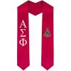 Alpha Sigma Phi Greek Lettered Graduation Sash Stole With Crest(Red)