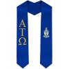 Alpha Tau Omega ATO Greek Lettered Graduation Sash Stole With Crest(Royal Blue)