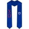 Chi Phi Greek Lettered Graduation Sash Stole With Crest(Royal Blue)