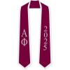 Custom Alpha Phi Greek 2 Tone Lettered Graduation Sash Stole w/Year(Maroon W/White Trim)