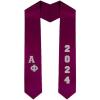 Custom Alpha Phi Greek Diagonal Lettered Graduation Sash Stole with Year(Maroon)