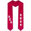 Custom Alpha Sigma Alpha ASA Greek Diagonal Lettered Graduation Sash Stole with Year(Red)