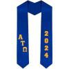 Custom Alpha Tau Omega ATO Greek Diagonal Lettered Graduation Sash Stole with Year(Royal Blue)