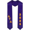 Custom Delta Tau Delta DTD Greek Diagonal Lettered Graduation Sash Stole with Year(Purple)