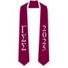 Custom Gamma Sigma Sigma Greek 2 Tone Lettered Graduation Sash Stole w/Year(Maroon W/White Trim)