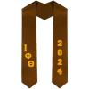 Custom Iota Phi Theta Greek Diagonal Lettered Graduation Sash Stole with Year(Brown)
