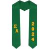 Custom Sigma Alpha Greek Diagonal Lettered Graduation Sash Stole with Year(Kelly Green)
