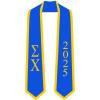 Custom Sigma Chi Greek 2 Tone Lettered Graduation Sash Stole w/Year(Royal W/Athletic Gold Trim)