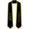 Custom Sigma Nu Greek 2 Tone Lettered Graduation Sash Stole w/Year(Black W/Vegas Gold Trim)
