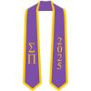Custom Sigma Pi Greek 2 Tone Lettered Graduation Sash Stole w/Year(Purple W/Athletic Gold Trim)