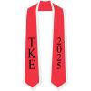 Custom Tau Kappa Epsilon Greek 2 Tone Lettered Graduation Sash Stole w/Year(Red W/White Trim)