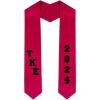 Custom Tau Kappa Epsilon TKE Greek Diagonal Lettered Graduation Sash Stole with Year(Red)