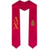 Delta Chi Greek Lettered Graduation Sash Stole With Crest(Red)