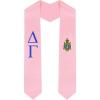 Delta Gamma Greek Lettered Graduation Sash Stole With Crest(Soft Pink)