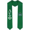 Delta Sigma Phi Greek Lettered Graduation Sash Stole With Crest(Hunter Green)