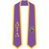 Delta Tau Delta DTD Greek 2 Tone Lettered Graduation Sash Stole(Purple W/Athletic Gold Trim)