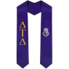 Delta Tau Delta DTD Greek Lettered Graduation Sash Stole With Crest(Purple)