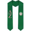 Delta Zeta Greek Lettered Graduation Sash Stole With Crest(Hunter Green)