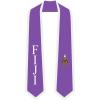 Fiji Greek 2 Tone Lettered Graduation Sash Stole(Purple W/White Trim)