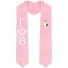 Gamma Phi Beta Greek Lettered Graduation Sash Stole With Crest(Soft Pink)