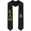 Kappa Alpha Theta Greek Lettered Graduation Sash Stole With Crest(Black)