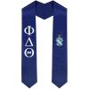 Phi Delta Theta Greek Lettered Graduation Sash Stole With Crest(Navy Blue)
