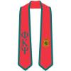 Phi Kappa Psi Greek 2 Tone Lettered Graduation Sash Stole(Red W/Forest Green Trim)