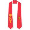 Phi Kappa Tau Greek 2 Tone Lettered Graduation Sash Stole(Red W/White Trim)