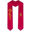 Phi Kappa Tau Greek Lettered Graduation Sash Stole With Crest(Red)