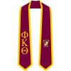 Phi Kappa Theta Greek 2 Tone Lettered Graduation Sash Stole(Maroon W/Athletic Gold Trim)