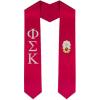Phi Sigma Kappa Greek Lettered Graduation Sash Stole With Crest(Red)