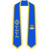 Phi Sigma Sigma Greek 2 Tone Lettered Graduation Sash Stole(Royal W/Athletic Gold Trim)