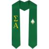 Sigma Alpha Greek Lettered Graduation Sash Stole with Crest(Hunter Green)