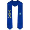 Sigma Chi Greek Lettered Graduation Sash Stole With Crest(Royal Blue)
