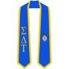 Sigma Delta Tau Greek 2 Tone Lettered Graduation Sash Stole(Royal W/Athletic Gold Trim)