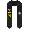 Sigma Nu Greek Lettered Graduation Sash Stole With Crest(Black)