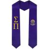 Sigma Pi Greek Lettered Graduation Sash Stole With Crest(Purple)