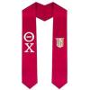 Theta Chi Greek Lettered Graduation Sash Stole With Crest(Red)