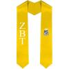 Zeta Psi Greek Lettered Graduation Sash Stole with Crest(Light Gold)